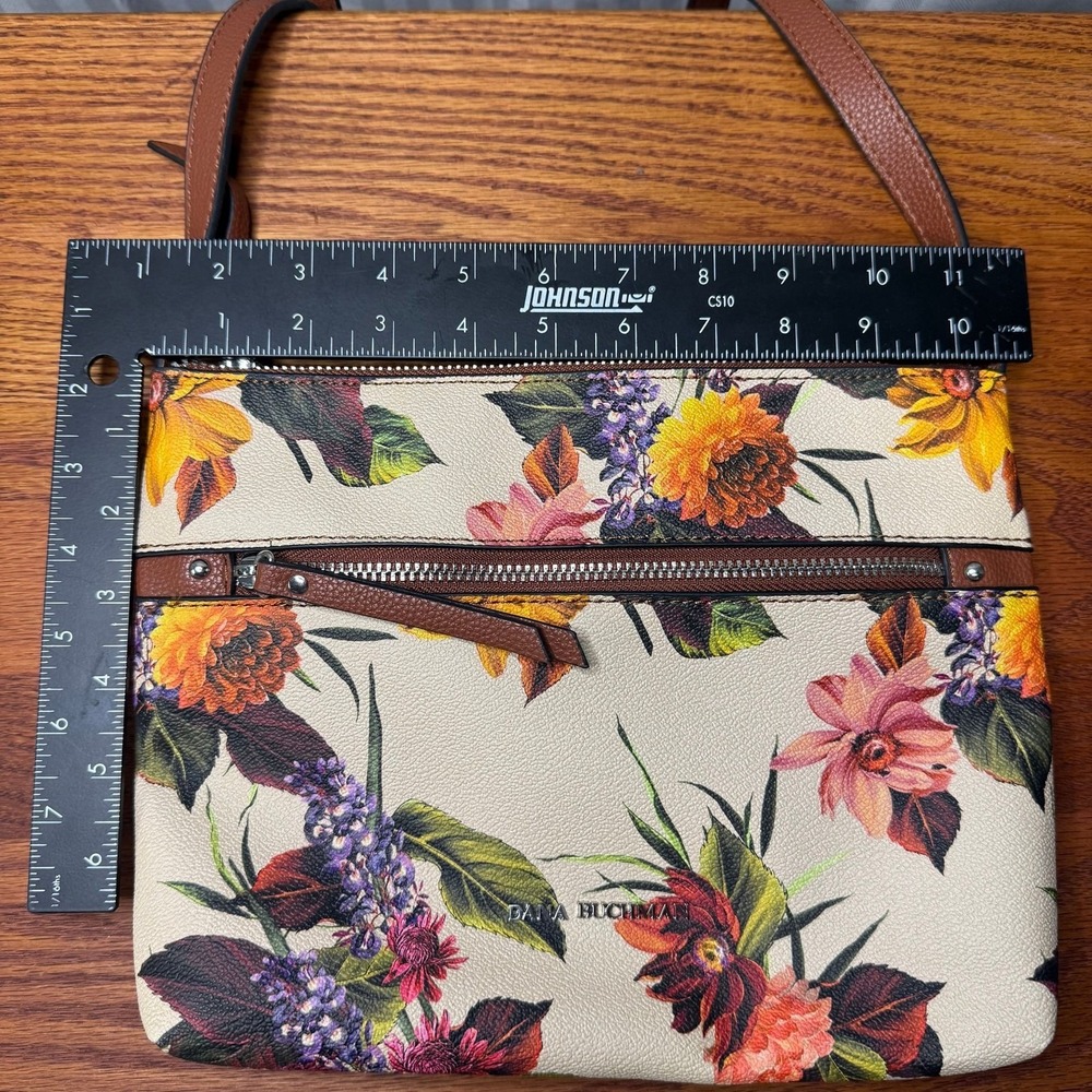 Dana Buchman tan brown Floral Crossbody‎ Handbag purse